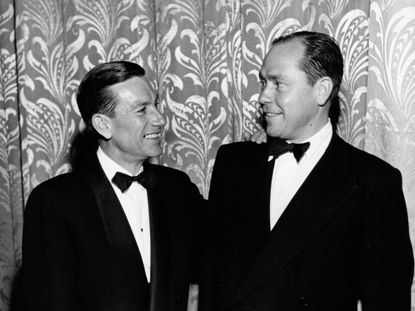 Hoagy Carmichael poses with Johnny Mercer, ca. 1952.
