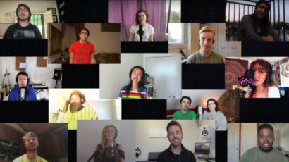 Participants from the 2020 Johnny Mercer Foundation Songwriters Project attending workshops over Zoom.
